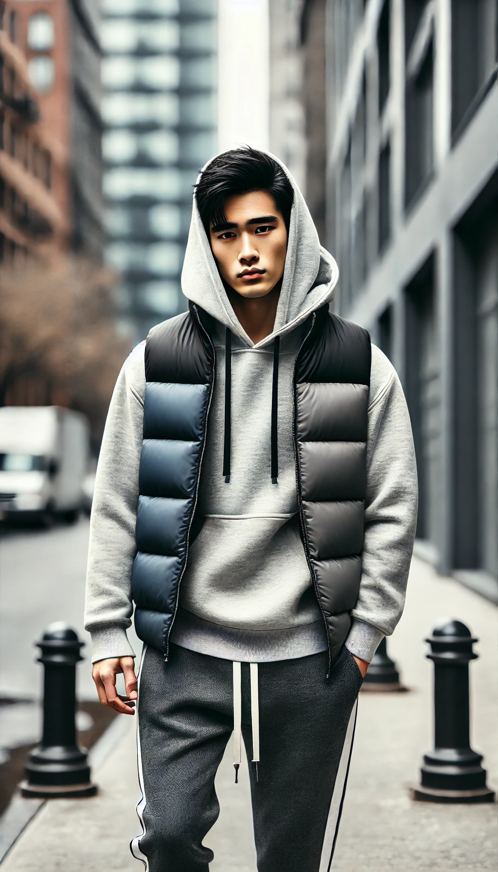 Phối áo gile phao với hoodie – Phong cách năng động, trẻ trung