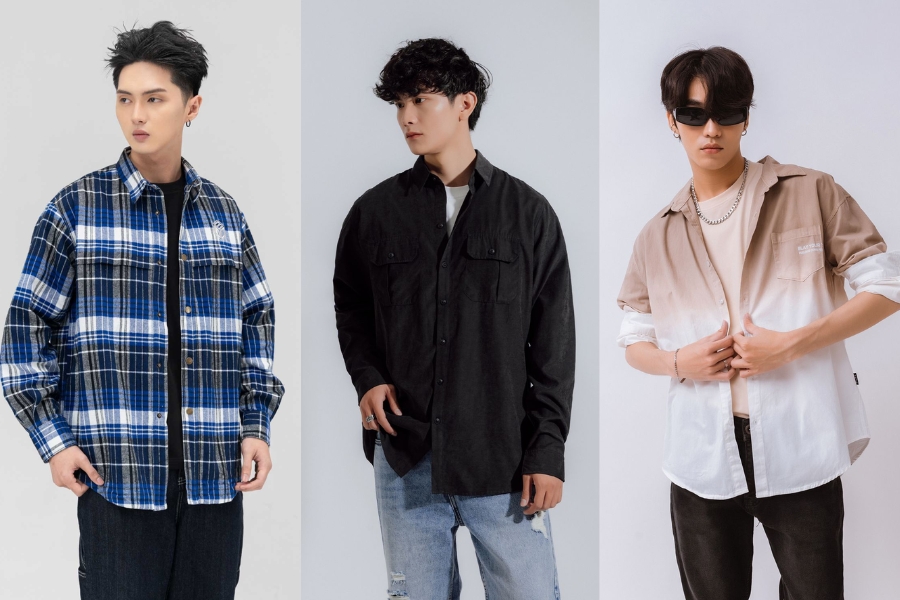 Áo khoác sơ mi nam với nhiều màu sắc họa tiết