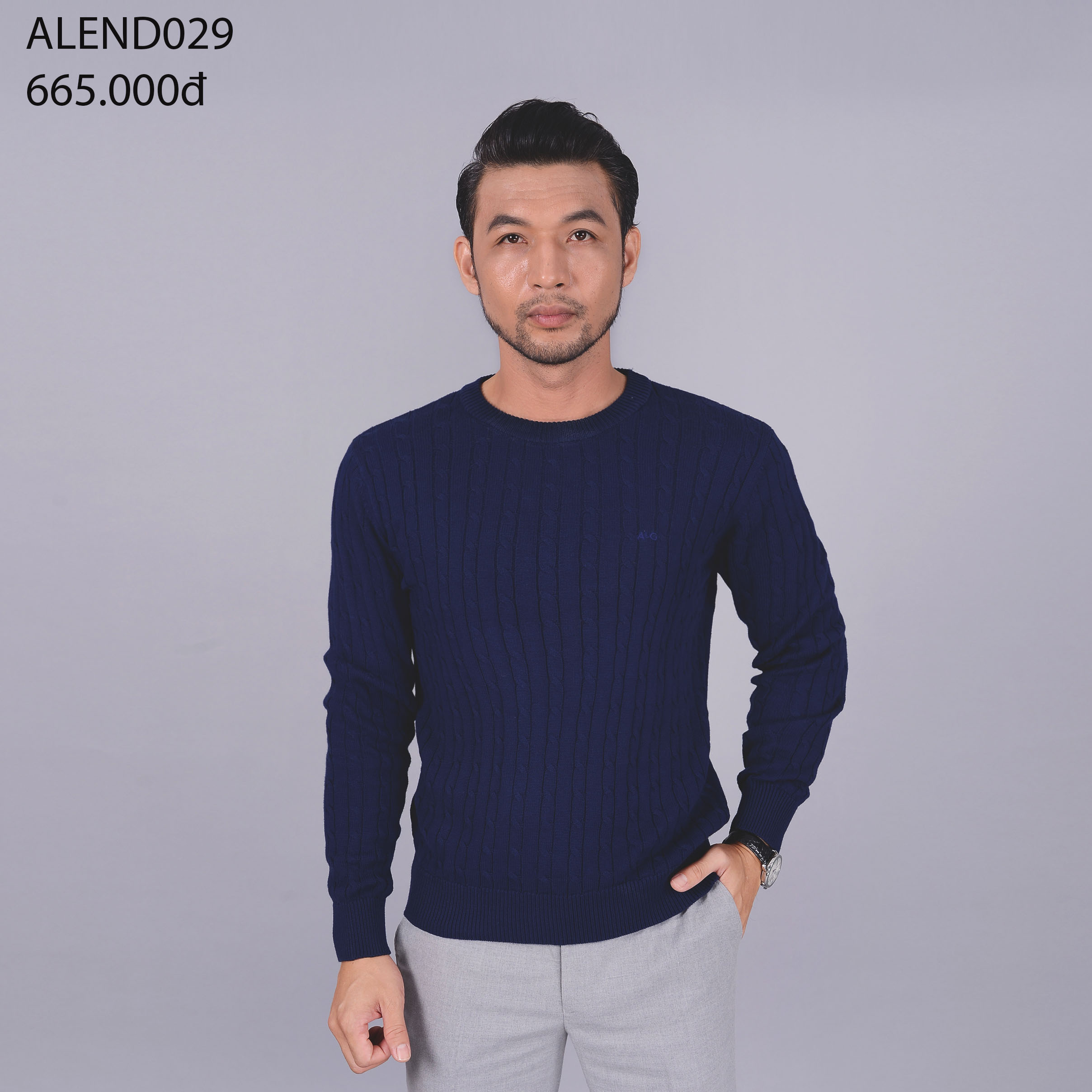 Áo len dài tay ALEND029 màu navy