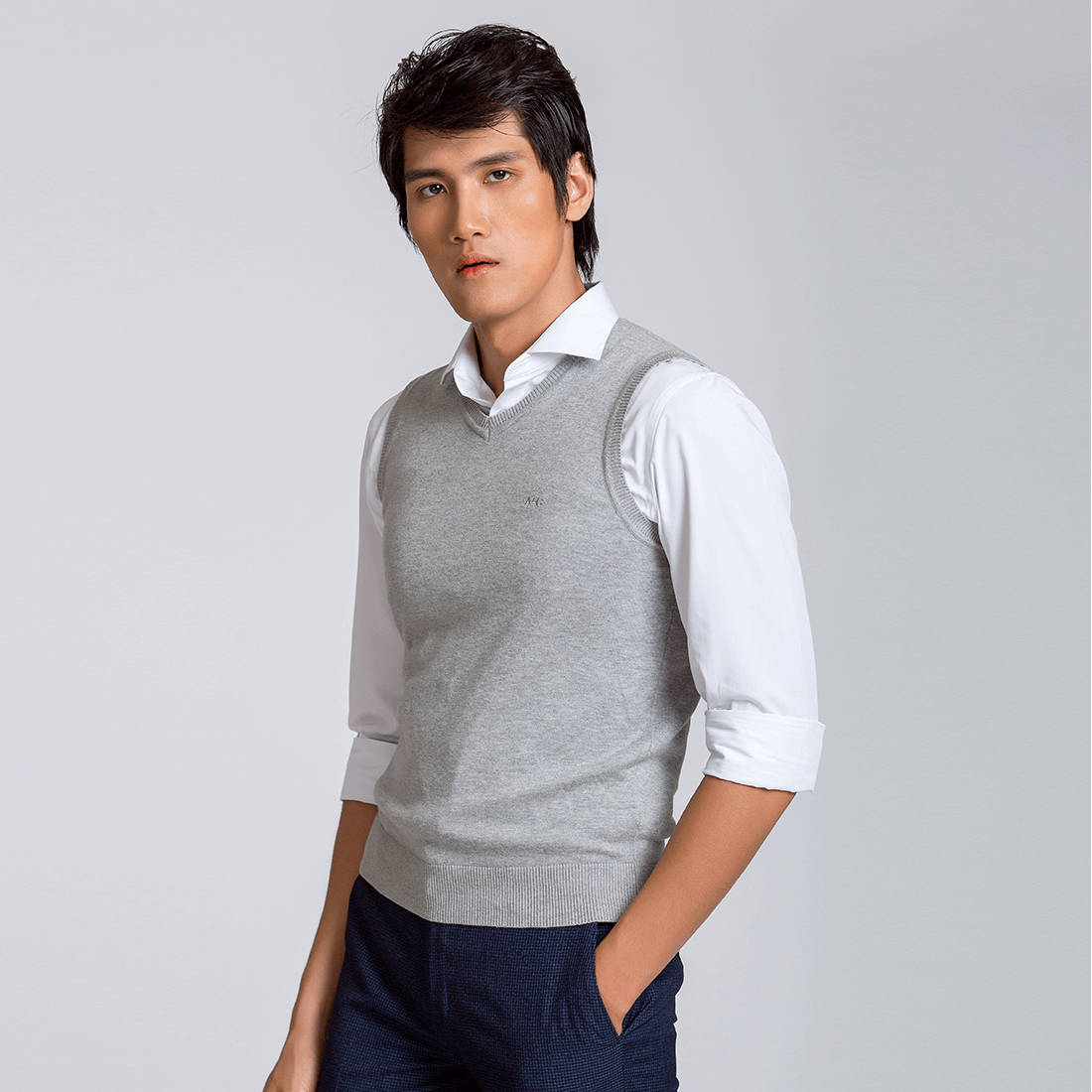 Áo len gile Aligro ALENGL010 xám nhạt