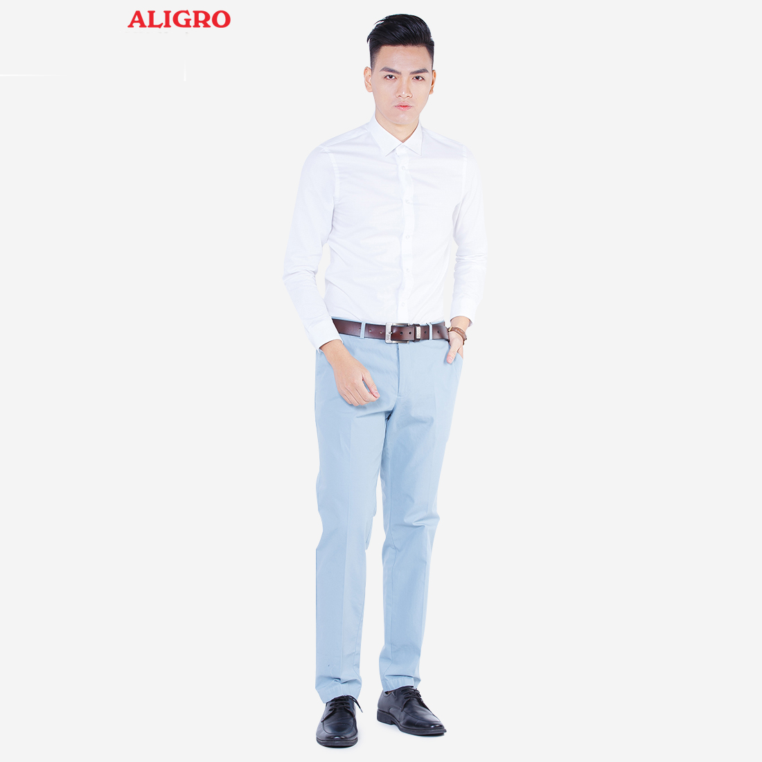 Quần kaki nam cao cấp Aligro ALGK027 co giãn 4 chiều màu xanh nhạt