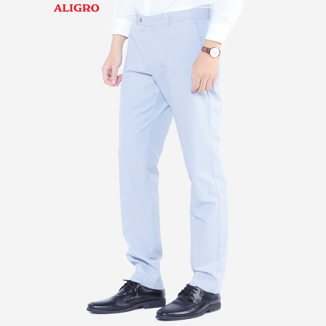 Quần kaki nam cao cấp Aligro ALGK031 co giãn 4 chiều màu xanh nhạt