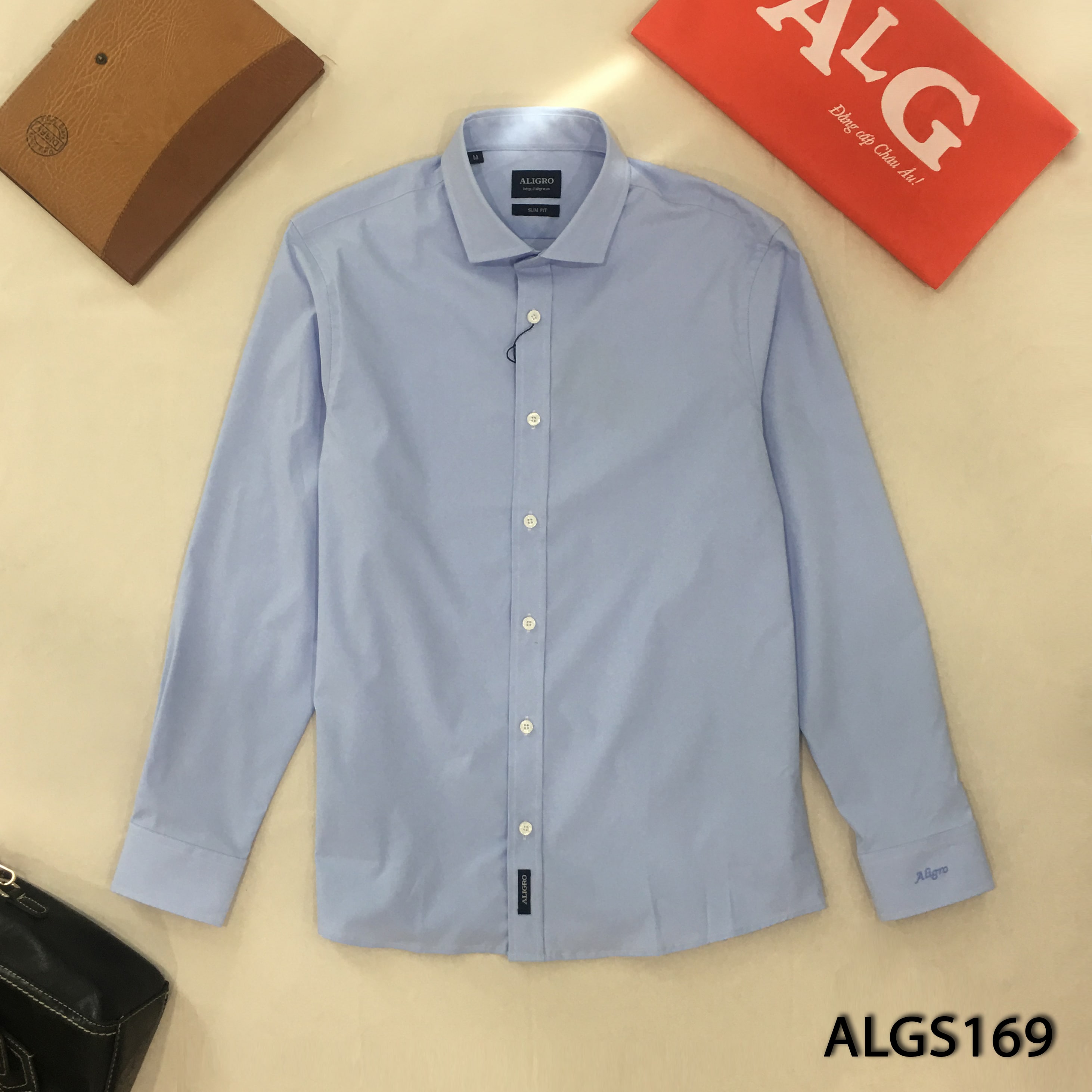 Áo sơ mi dài tay công sở cao cấp Aligro ALGS169 dáng Slimfit màu xanh ngọc