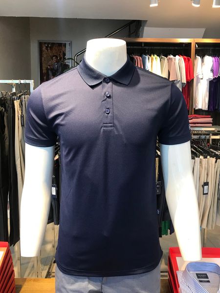 Áo polo nam ngắn tay cao cấp Aligro APLOUA007 chất liệu vải coolmax form SLIMFIT màu navy
