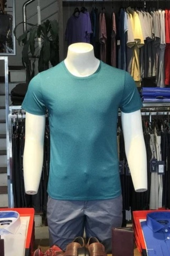 Áo thun nam cổ tròn ngắn tay cao cấp Aligro ALGAPC046 chất liệu cotton form SLIMFIT màu xanh