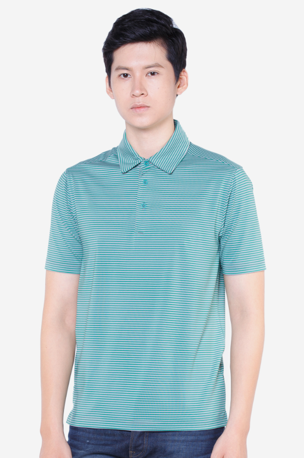 Áo polo nam ngắn tay cao cấp Aligro ALGAPC020 chất liệu vải coolmax form SLIMFIT kẻ ngang màu xanh