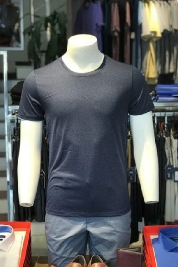 Áo thun nam cổ tròn ngắn tay cao cấp Aligro ALGAPC041 chất liệu cotton form SLIMFIT màu navy