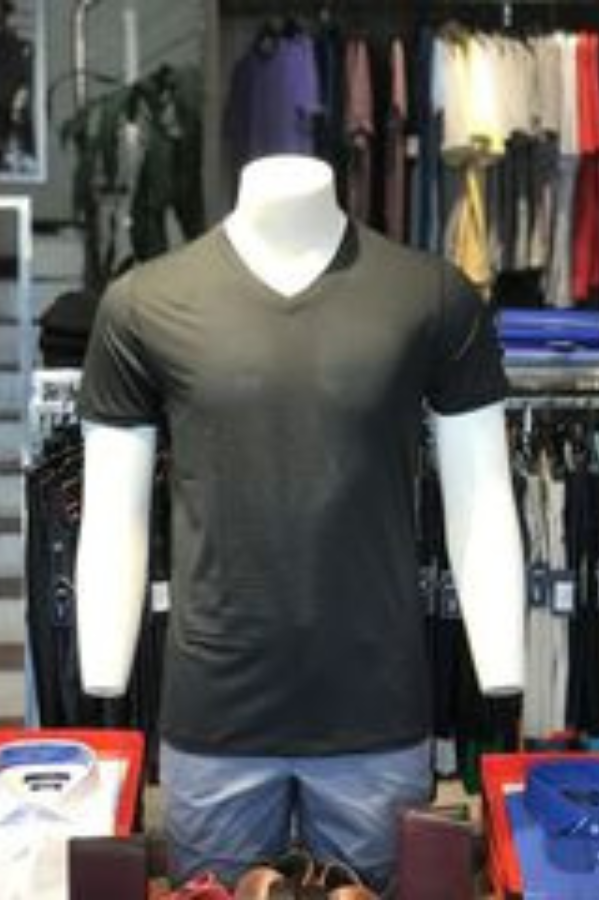 Áo thun nam cổ tim ngắn tay cao cấp Aligro ALGAPC052 chất liệu cotton form SLIMFIT màu đen