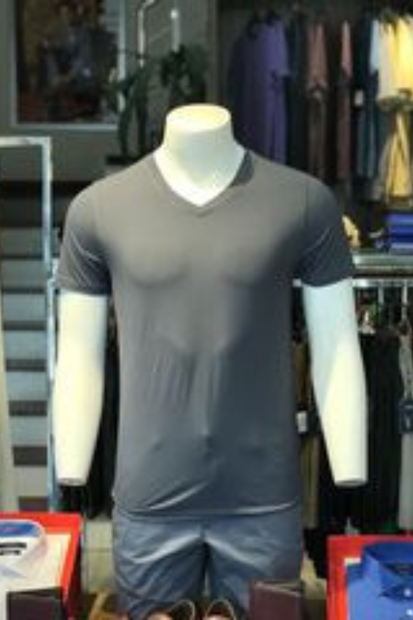 Áo thun nam cổ tim ngắn tay cao cấp Aligro ALGAPC055 chất liệu cotton form SLIMFIT màu grey