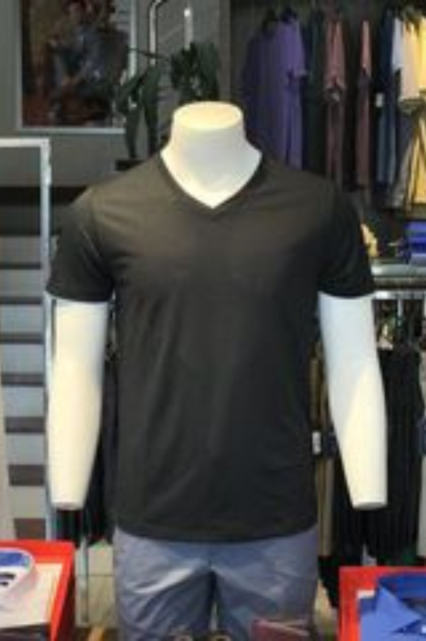 Áo thun nam cổ tim ngắn tay cao cấp Aligro ALGAPC061 chất liệu cotton form SLIMFIT màu đen