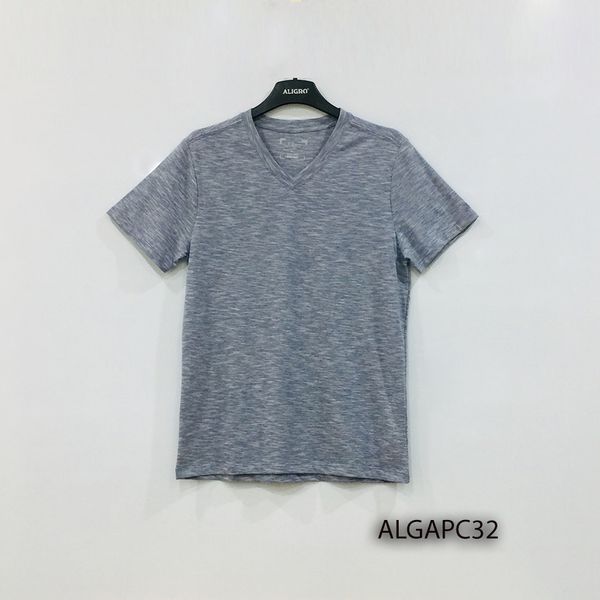 Áo thun nam cổ tim ngắn tay cao cấp Aligro ALGAPC036 chất liệu cotton form SLIMFIT màu ghi