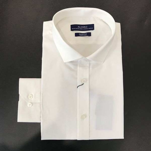 Áo sơ mi nam dài tay cao cấp Aligro ALGS202 chất liệu vải cotton form SLIMFIT màu trắng