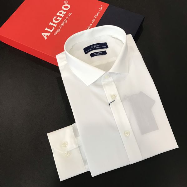 Áo sơ mi dài tay công sở cao cấp Aligro ALGS200 dáng Slimfit màu trắng