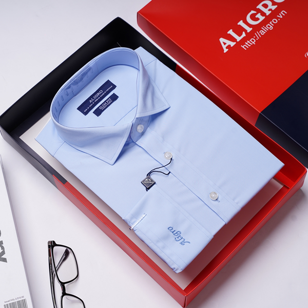 Áo sơ mi dài tay công sở cao cấp Aligro ALGS172 dáng Slimfit màu xanh da trời