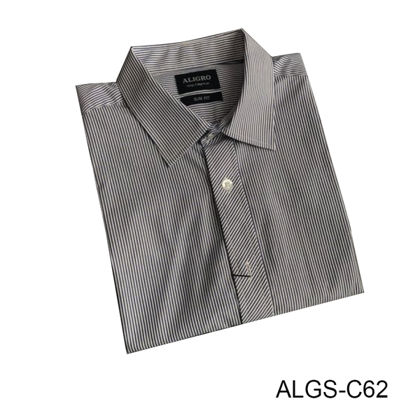 Áo sơ mi nam ngắn tay cao cấp Aligro ALGS-C62 vải cotton form SLIMFIT kẻ sọc màu xanh