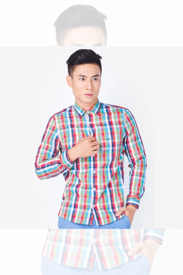 Áo sơ mi nam dài tay công sở cao cấp Aligro ALGS061 dáng Slimfit kẻ sọc xanh đỏ
