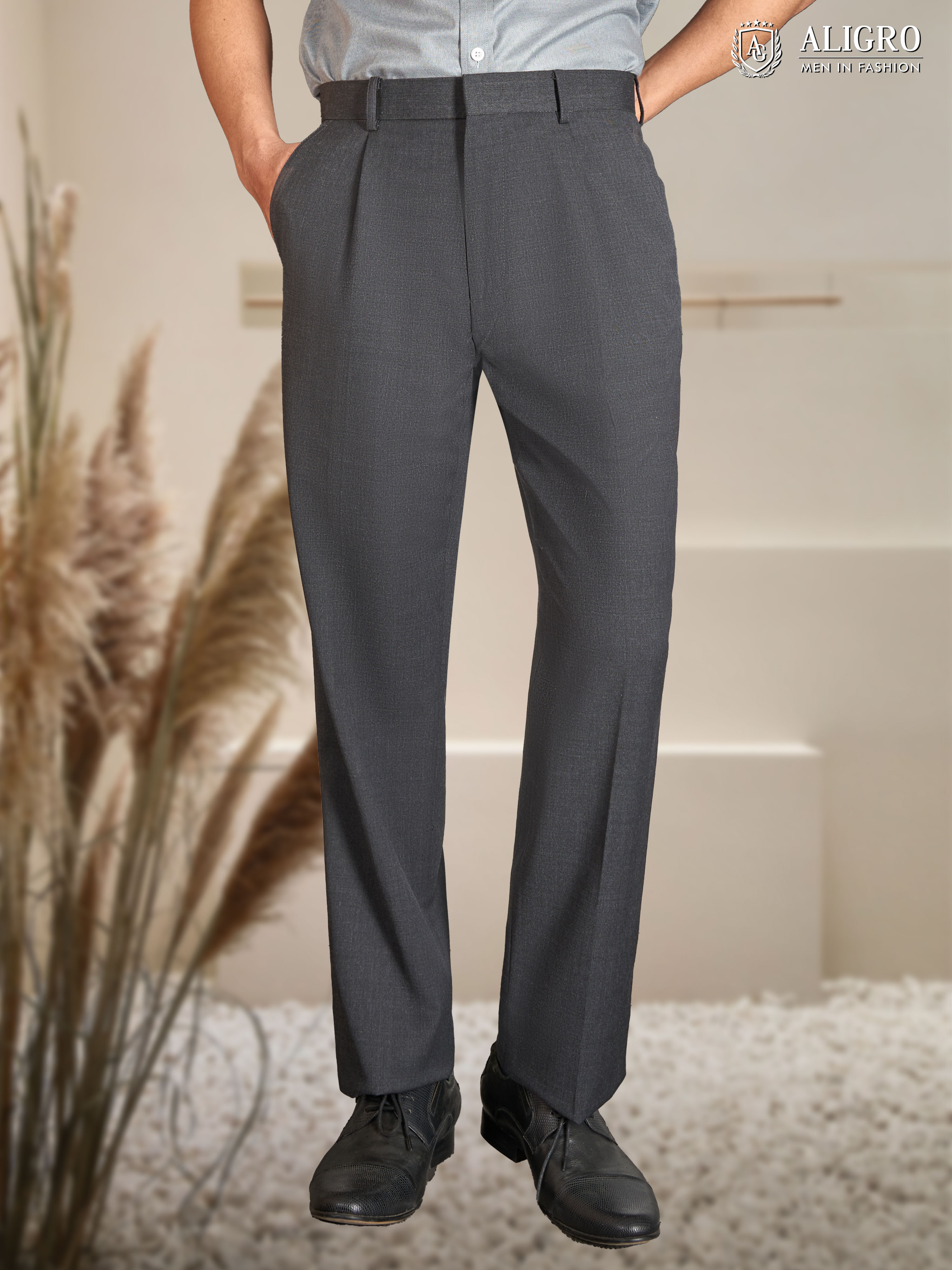 Quần âu nam 1ly công sở cao cấp Aligro ALGL1007 màu ghi