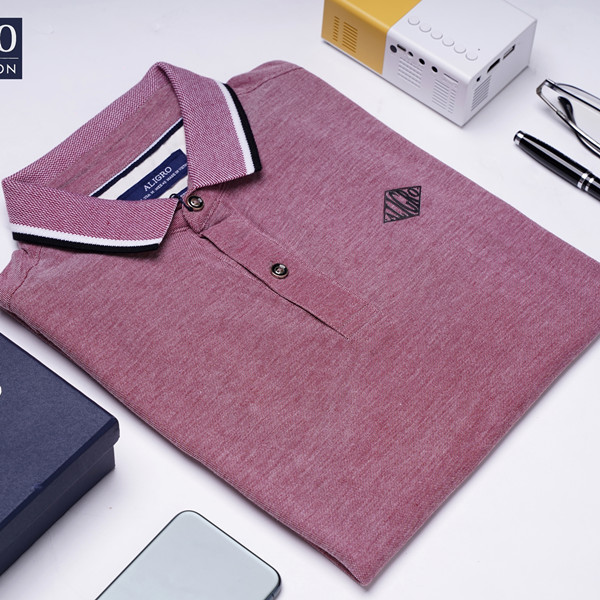 Áo polo nam ngắn tay Aligro cao cấp ALGPLO53 vải CVC cao cấp dáng slimfit màu đỏ đô