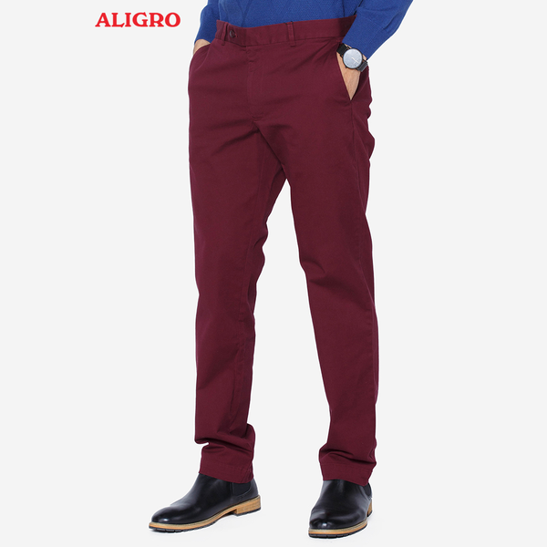 Quần kaki nam cao cấp Aligro ALGK015 dáng slimfit co giãn 4 chiều màu đỏ đô