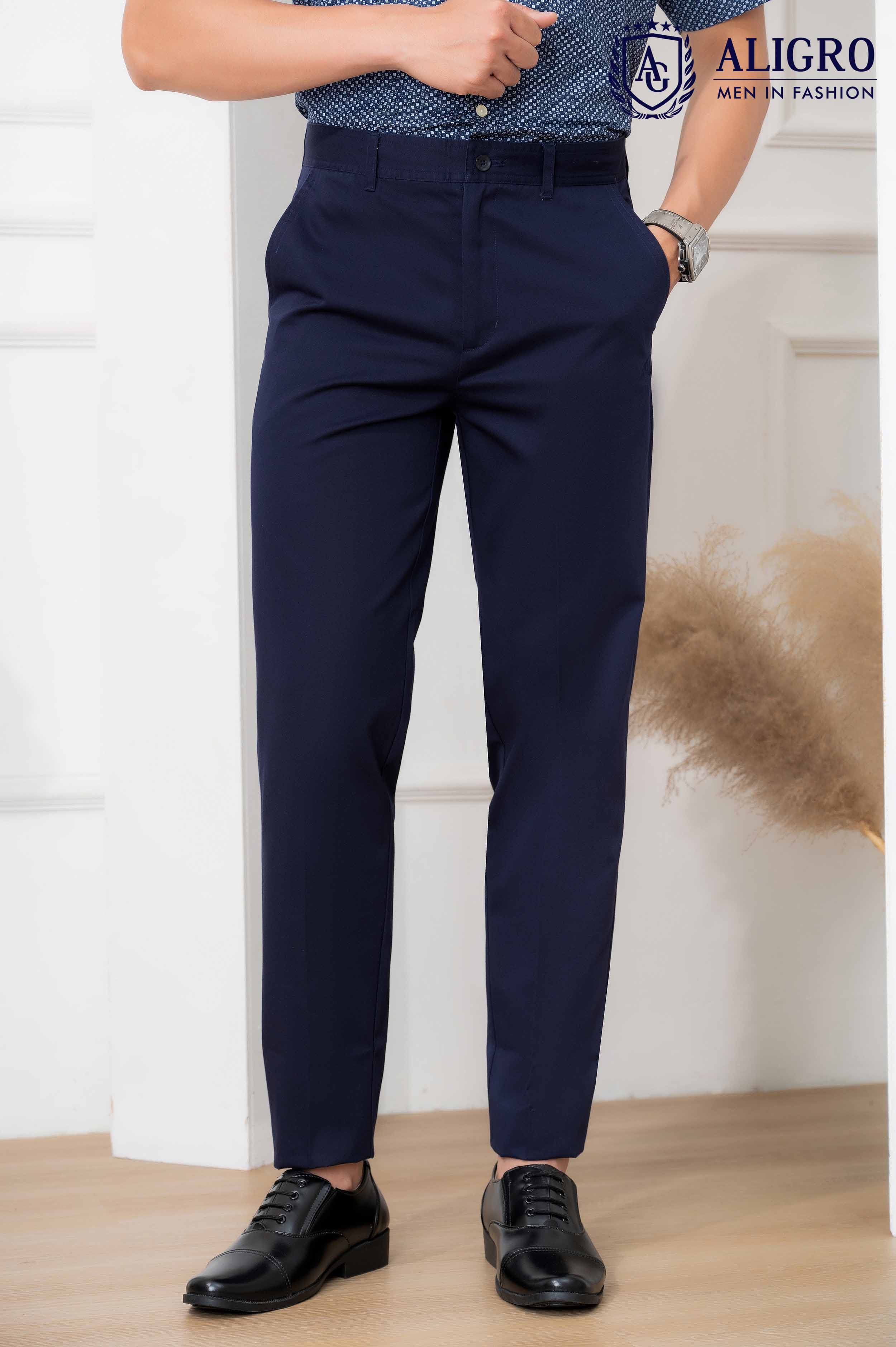 Quần kaki nam công sở cao cấp Aligro ALGK065 co giãn 4 chiều màu xanh than