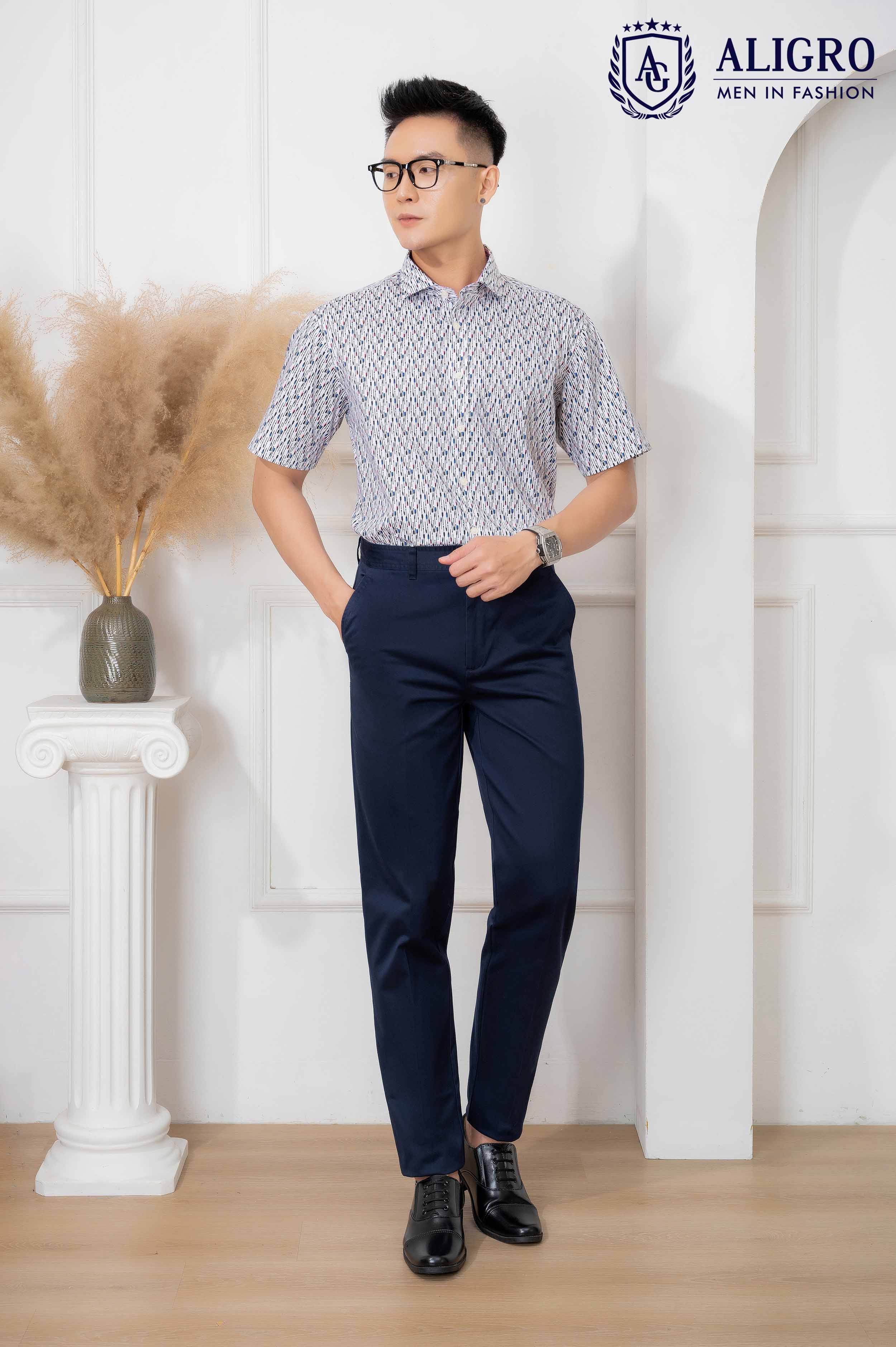 Quần kaki nam công sở cao cấp Aligro ALGK071 co giãn 4 chiều màu xanh cẩm