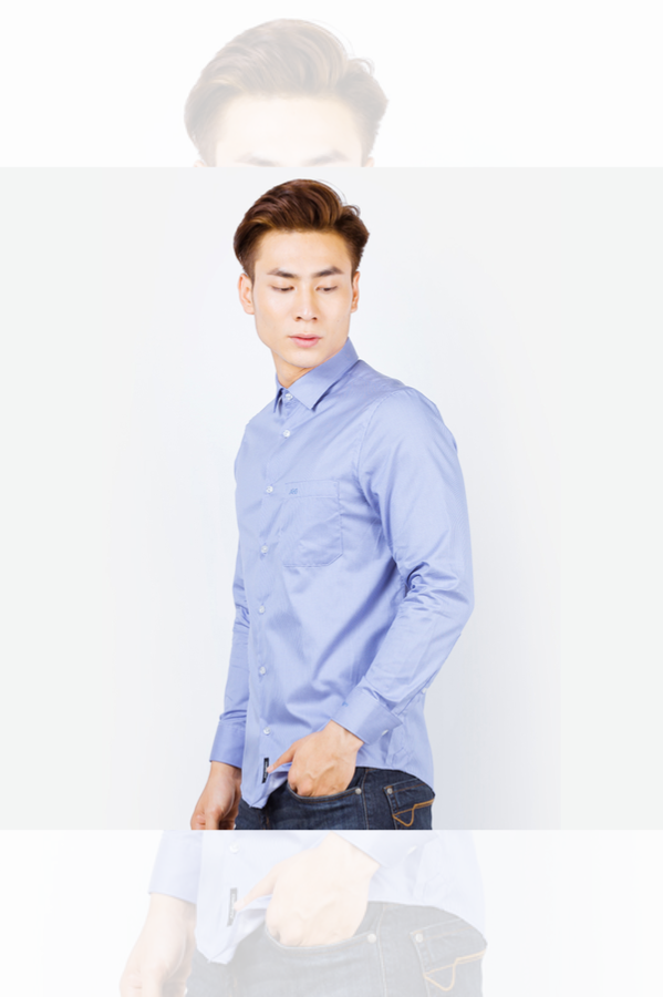 Áo sơ mi nam dài tay công sở cao cấp Aligro ALGS114 dáng Slimfit màu xanh dương kẻ tăm