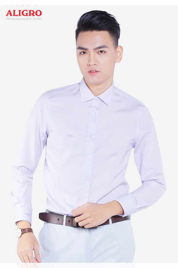 Áo sơ mi nam dài tay công sở cao cấp Aligro ALGS150 dáng Slimfit màu tím nhạt