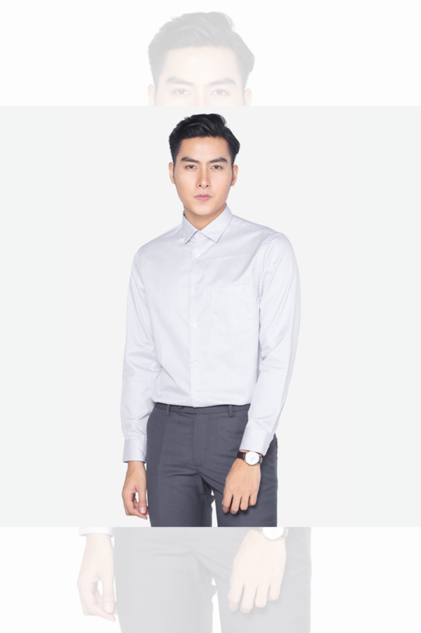Áo sơ mi nam dài tay công sở cao cấp Aligro ALGS132 dáng Slimfit màu xanh kẻ sọc trắng