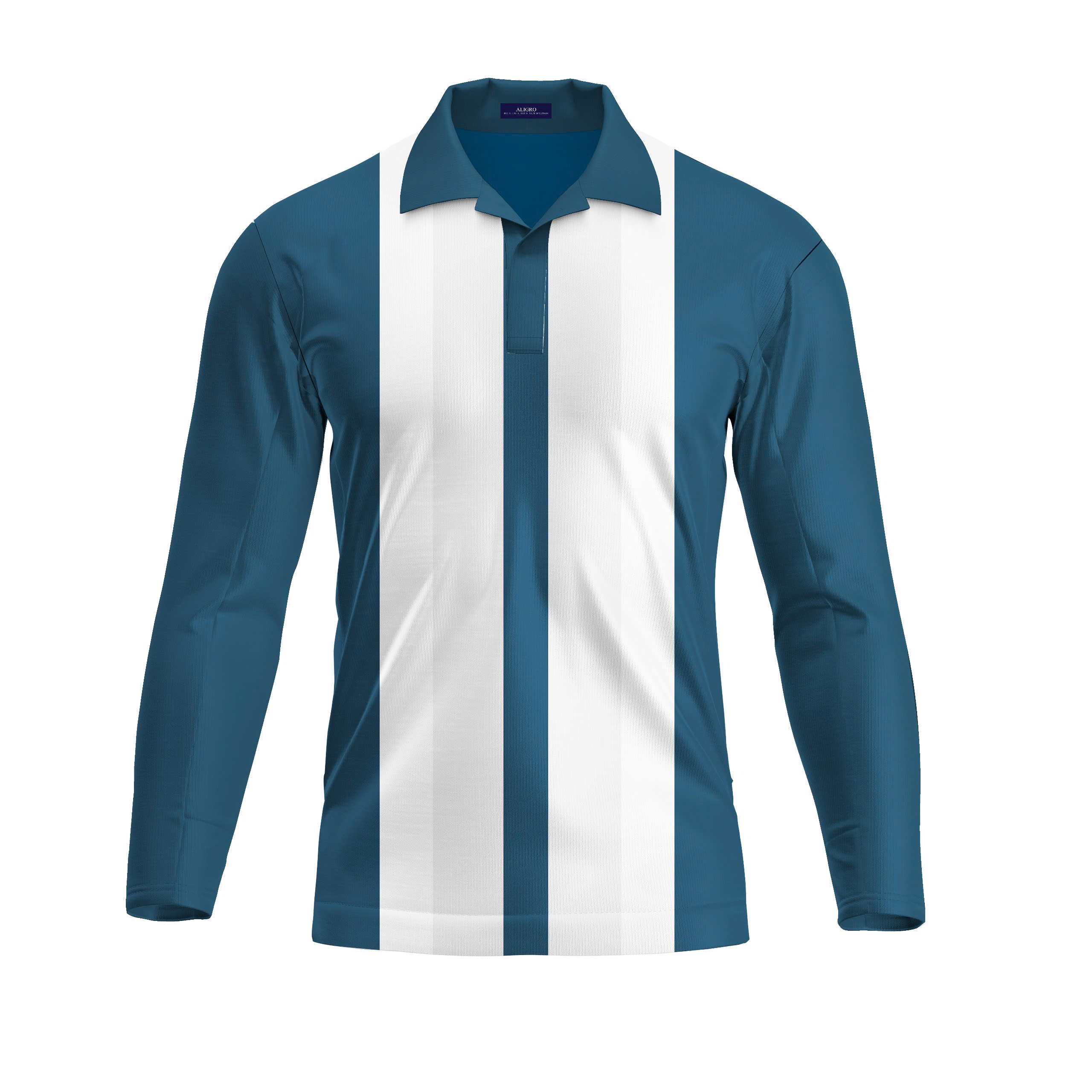 Áo polo dài tay nam, áo thun dài tay Aligro có cổ xanh kẻ sọc, co giãn cao cấp, vải mềm mịn thoáng mát ALGAPD068